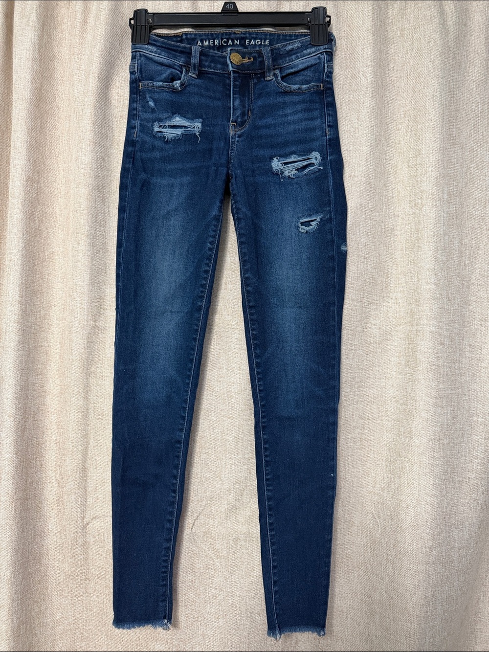 American Eagle Outfitters Navy Distressed Skinny Jeans
